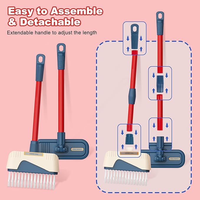 Jenilily Toddler Toys Cleaning Set, Kids Cleaning Toy Stand Set, Pretend Play Home Cleaning Tools Toys Playset，Broom, Dustpan, Mop, Duster