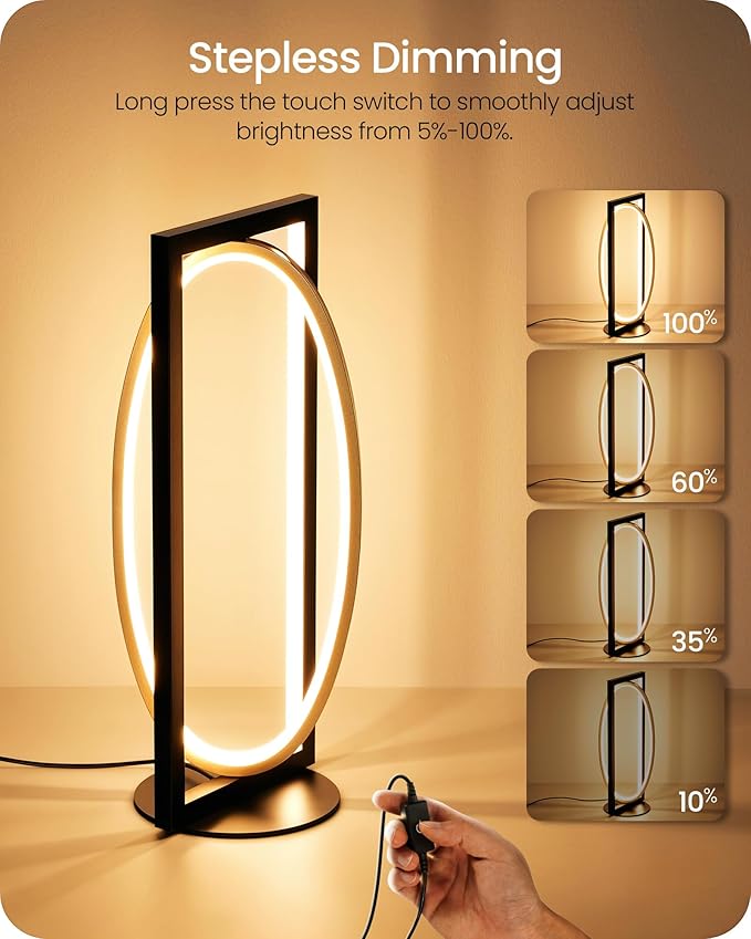 Modern LED Table Lamp, Dimmable Minimalist Bedside Lamp, 3 Color Temperatures, Angle Adjustable, Cute Desk Lamp, Nightstand Lamp for Living Room, Bedroom, Office, Black and Gold D62TL05