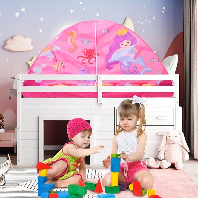 Kid Bed Tent -Twin Play Tent Baby Toddlers Dream Playhouse for Bedroom Decor Indoor Games Twin Size Bed Canopy by CRAWLBO