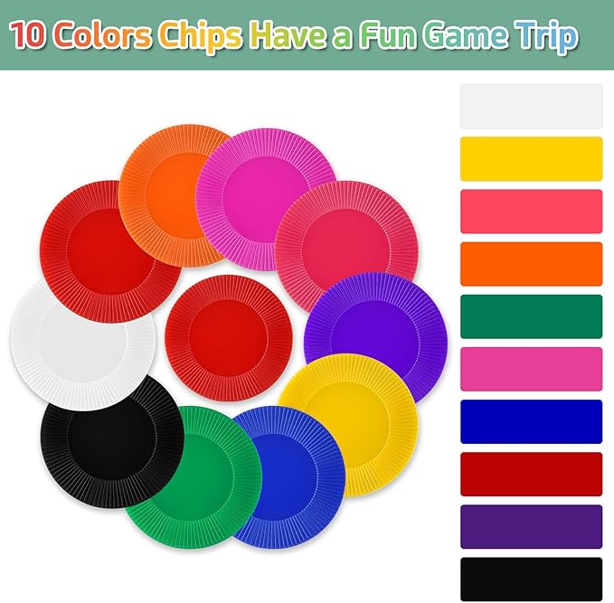 Coopay 2000 Pieces 10 Colors Plastic Poker Chips, 1 Inch Bingo Chips Bulk Learning Counters Disks Poker Card Game, Counting Markers for Math Practice, Game Tokens and Teaching Rewards, 25 mm