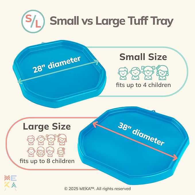 MEKA Tuff Tray for Sensory Play, Sensory Tray for Kids, Toddler Water Table, Tuff Spot Sensory Bin for Toddlers (Blue, Large (38" x 38"))
