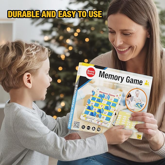 Matching Memory Game for Kids Ages 3 4 5 6 7 8 9, 8 Double-Sided Cards Board Games Toddler Travel Toys for 3-8 Years Old Boys Girls, Road Trip Essentials Airplane Car Activity Christmas Birthday Gifts