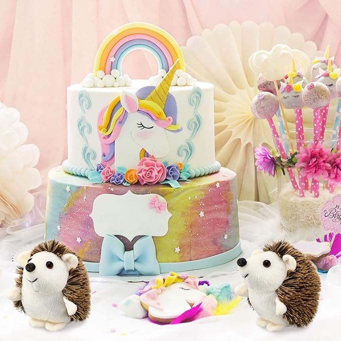 Zubebe Mini Hedgehog Toy Bulk Halloween School Gifts Plush Operation Christmas Stuffed Animal 4 Inch Small Party Favor Decoration DIY Keychain Kid Children Classroom for Baby Shower Birthday(24 Pcs)