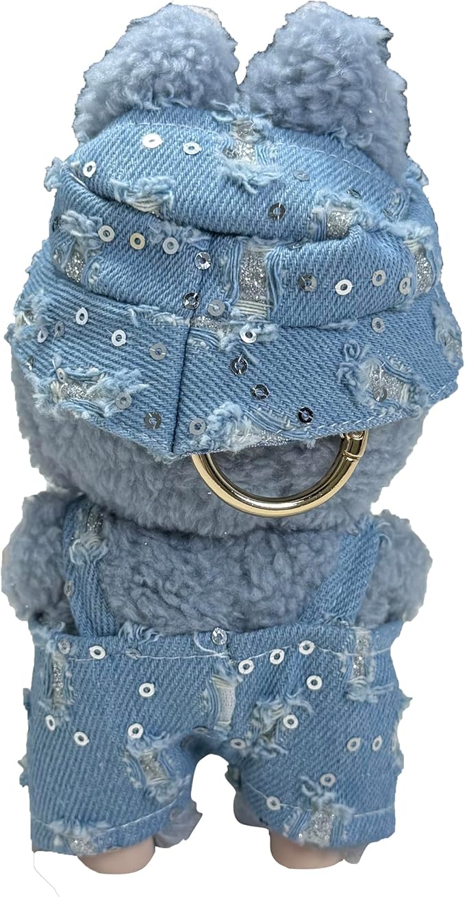 17cm Doll Clothes Set(NO Doll),Hat & Overalls Set for 17cm Accessories Suit,Stylish Adorable Dolls Clothes Accessories,Cute Clothes for Dress up Unique Style (Broken Denim)