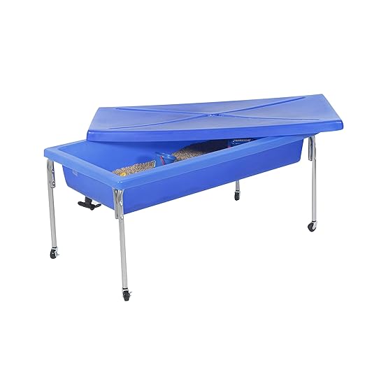 Children's Factory Sensory Sand and Water Activity Table and Lid Set for Preschool, Daycare, Classroom, Outdoor Play, 18”, Blue