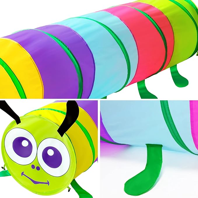 PigPigPen Kids Tunnel for Toddlers,Pop Up Play Tunnel Tent for Babies or Dogs, Indoor & Outdoor Toys for Kids Backyard Playset. (Colorful Modeling Play Tent)