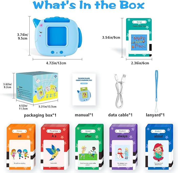 Talking Flash Cards for Toddlers Learning: Alphabet Learning Toys - Matching Spelling Games with 224 Sight Words - Montessori Toys for 3 4 5 6 Years Old Kids (Blue-336 Sight Words)