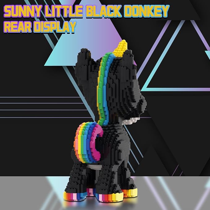 Black Unicorn Animal Micro Building Blocks Set Black Donkey Model Gift for Adults and Kids 4500 Pieces