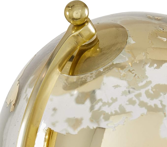 Deco 79 Aluminum Globe with Tripod Base, 8" x 8" x 15", Gold