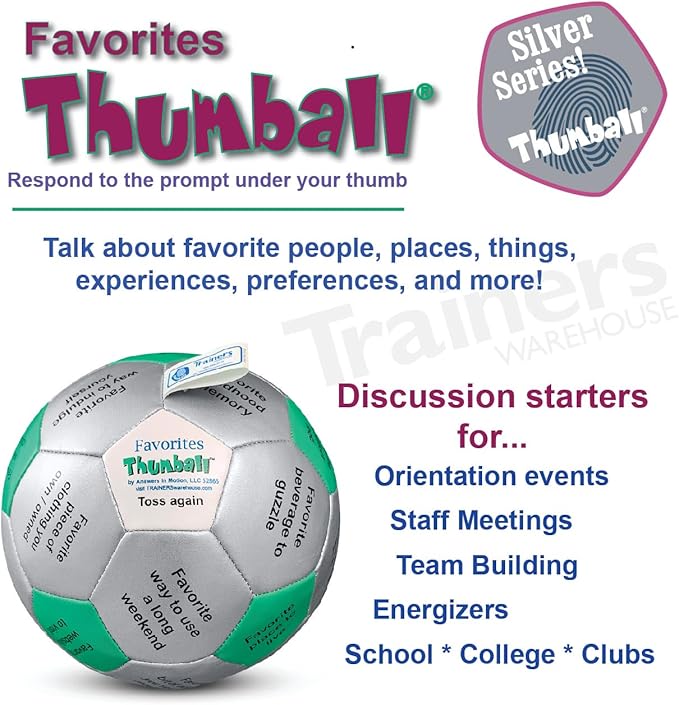 Trainers Warehouse 6" Thumball Collection, 32 Prompts for Conversation, Team Building, Relationship and Training
