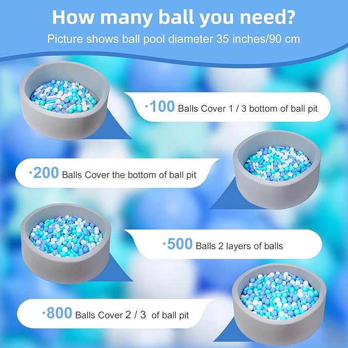 MoonxHome Ball Pit Balls for Toddlers, BPA Free Crush Proof Plastic Toy Balls for Ball Pit, Children's Pool Water Toys, Macaron Ocean Balls for Play Tent 2.15 Inch Pack of 100…
