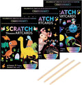 KSIWRE 3 Set Scratch Paper Art for Kids, Magic Rainbow Scratch Art with 3 Scratch Pen, Colorful Painting Book Gifts for Kids Boys Girls (Dinosaurs/Spaceman/Cute Animal)