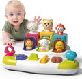 Baby Pop Up Animal Toys with Buttons & Colors, Montessori Cause and Effect Toys for Boys Girls, Kids, Toddlers, Babies – 9 Months +