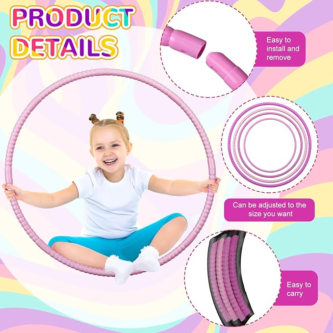 Sratte 8 Pcs Color Hoop Detachable Adjustable Hoop Exercise Ring Plastic Toys for Teens Games Gymnastics Dog Agility Equipment Party Decor, 4 Colors