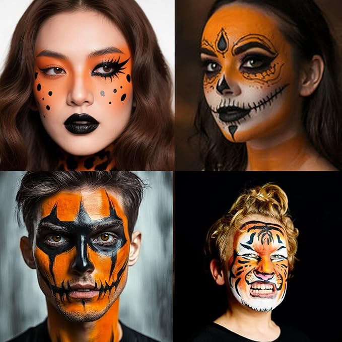 Orange Face Paint Stick,Water-Based Orange Body Paint Stick,Washable Face Painting for Lion Tiger Fox Pumpkin Costume,Halloween Professional SFX Makeup Paint for Cosplay ,1.06 OZ