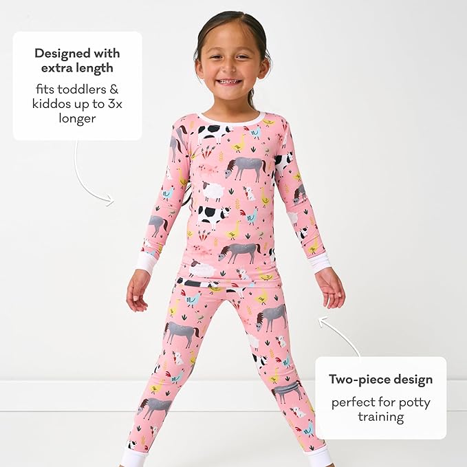 Little Sleepies Two-Piece Pajama Set for Boys & Girls, Soft Viscose from Bamboo Toddler Pajamas for Kids, Family Matching PJs
