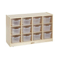 ECR4Kids 12 Cubby Tray Cabinet with Scoop Front Storage Bins , Classroom Furniture, Clear, 12-Piece