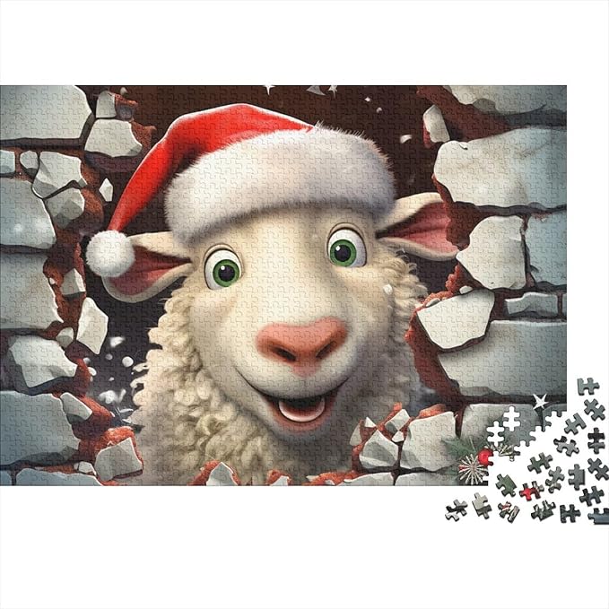 Sheep for Adults Fun 500 Pieces 3D Animal Thickened Wooden Jigsaw Puzzle Stress Relief Education Game Home Decoration Toy Intellectual Game Relaxation and Intelligence 500pcs (52x38cm)