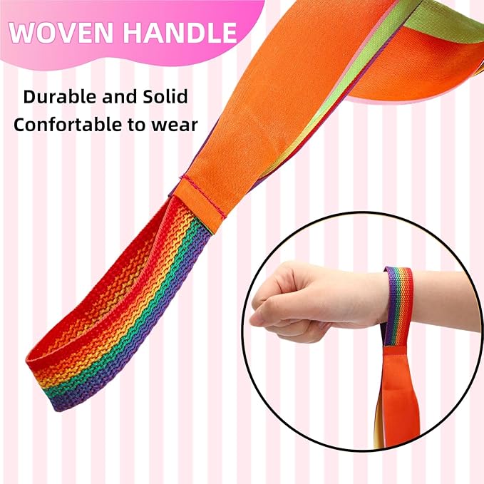 12 Pieces Rainbow Dance Ribbons, Colorful Dancing Rhythm Streamers, Hand Held Gymnastics Ribbons for Gym, Training, Artistic Dancing, Birthday Party Gift Decoration