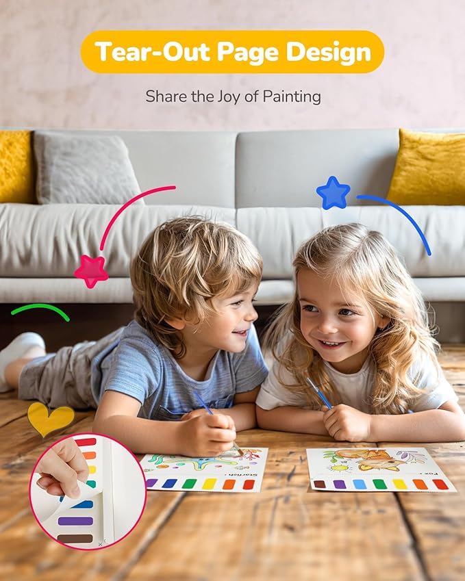 TECJOE 3 Pack Paint with Water Coloring Books for Toddlers, Watercolor Paint Set with 6 Brushes, Mess Free Painting for Kids Ages 4-8, Birthday Gifts Arts & Crafts Toy - Traffic, Princess, Dinosaur