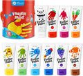 Jar Melo Washable Finger Paints for Toddlers, 10 Colors Large Capacity (2.1fl oz), Non Toxic Baby Paint for Hand and Feet, Safe Art Supplies, Preschool Learning Gifts for Kids Age 2+