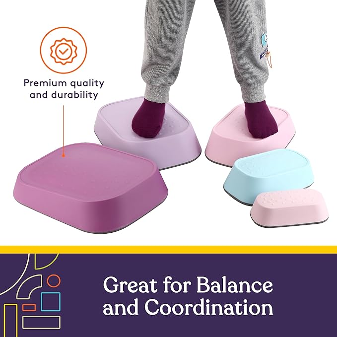 Special Supplies Set of 5 Stepping Stones for Kids Indoor and Outdoor Balance Blocks Promote Coordination, Balance Strength Child Safe Rubber, Non-Slip Edging (Unicorn)