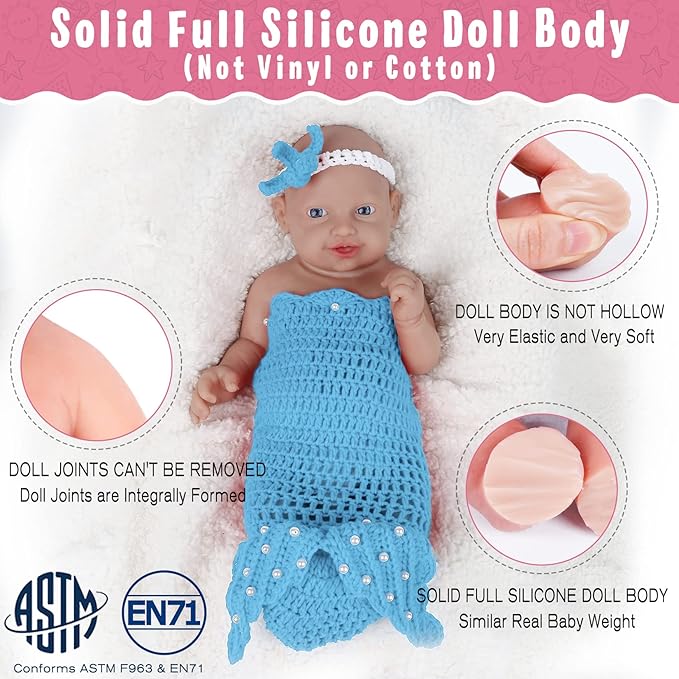 Vollence 14 inch Full Silicone Baby Dolls Realistic, Not Vinyl Dolls, Real Lifelike Silicone Baby Doll for Child Christmas, Children's Day - Boy