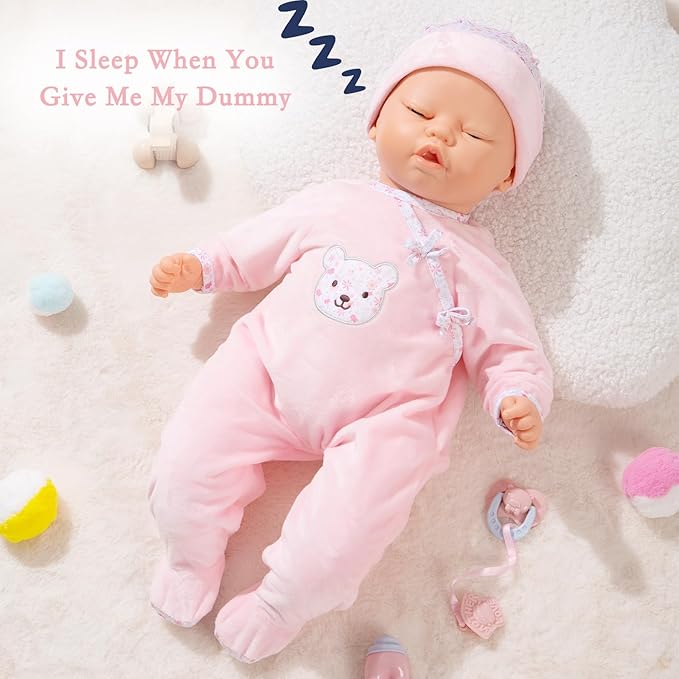 Mother Love Dolls 22 Inches, Big Interactive Baby Dolls with Realistic Sounds and Movements ，Talking and Crying Baby Doll, Soft Cloth Body with Feeding Toy, Dolls for 3+ Year Old Girls