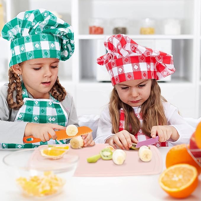 6 Pieces Plastic Kid Kitchen Knife Set, Reusable Nylon Chef Knife Children's Safe Cooking Knives for Baking, Fruit, Bread, Cake, Lettuce Knife, Salad Knife