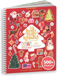 CUPKIN Holly Jolly Holiday Stickers for Kids Toddler Sticker Book, Santa Christmas Activity Book, Toddler Travel Essentials, 300+ Christmas Stickers + 8 Sticker Scenes and Coloring Pages