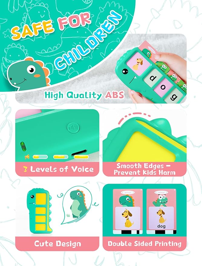Talking Flash Cards for Toddlers 2-8: Alphabet Learning & Spelling Games with 224 Sight Words - Montessori Sensory Toys for Preschool Boys & Girls, Speech Therapy Toys for Kids with Autism, Ideal Gift