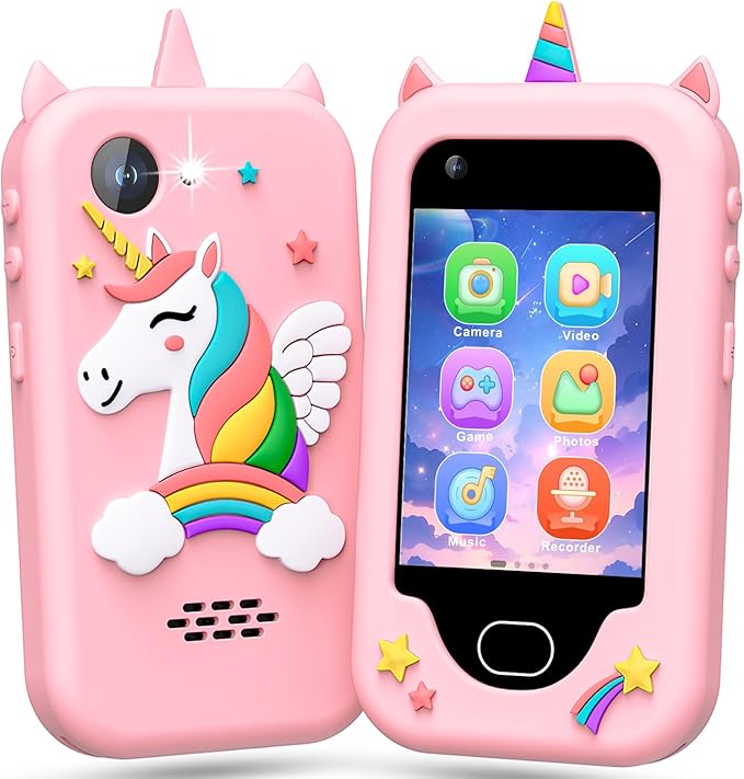 Lapare Kids Smart Phone for Girls, Christmas Birthday Gifts for Girls Age 3-10,Kids Toys Cell Phone, Toddler Learning Play Toy Phone with Dual Camera, Game, Music Player and More (32G)