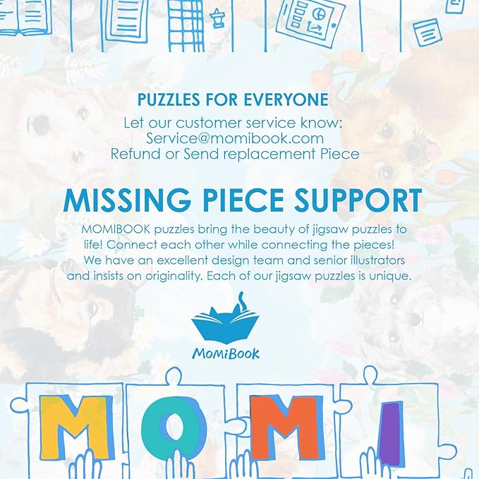 MOMIBOOK Puzzles for Adults 1000 Pieces Jigsaw Puzzles of Bow-Wow! Just Waiting for You!, Twinkle Laminate Painting Image Dog Challenging Impossible Puzzle Unique Party Christmas Birthday Gifts