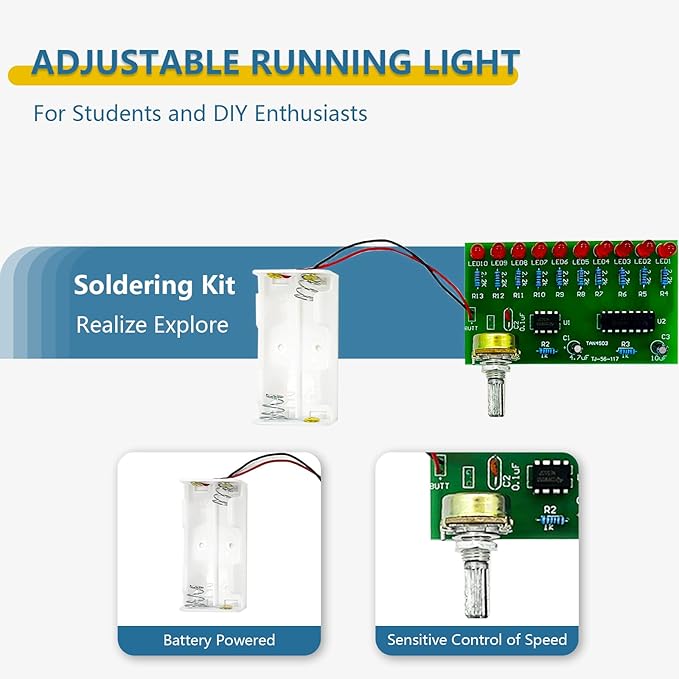 2pcs Ten-way LED Adjustable Speed Running Lights Soldering Practice Kit Electronic Hobby Kit Adult