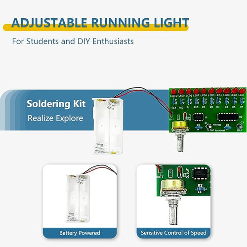 2pcs Ten-way LED Adjustable Speed Running Lights Soldering Practice Kit Electronic Hobby Kit Adult