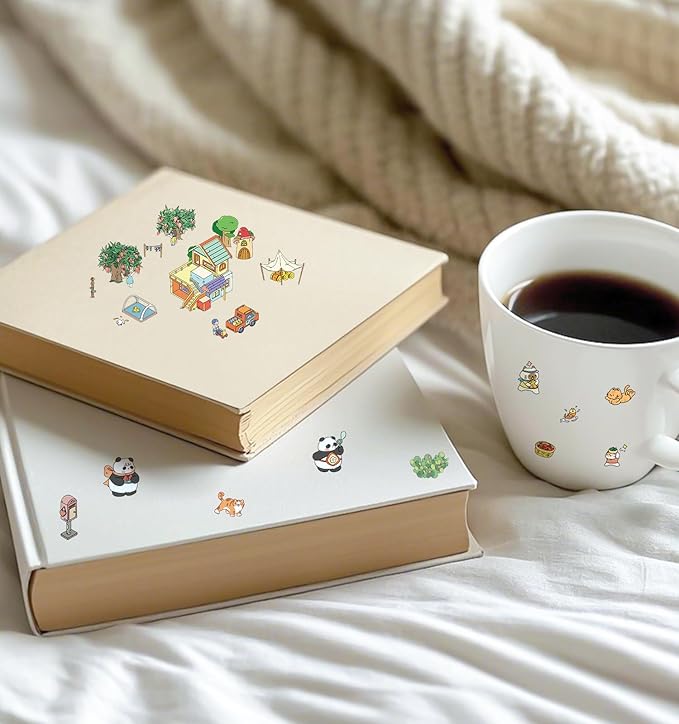DIY 3D House Stickers, 4 Sets Fun DIY Stickers Scene Make Your Own Mini House Cute Cartoon Animal Scene Stickers for Kids Adult Sticker Art Relief Stress Pass The Time- Large Size