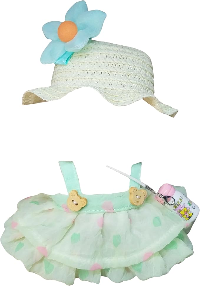 15cm & 17cm Doll Clothes Outfits Set - Premium Dress Up Bundle with Exquisite Accessories | Soft Fabric Fashion Doll Costume for 15-17cm Dolls (Green Skirt-4)