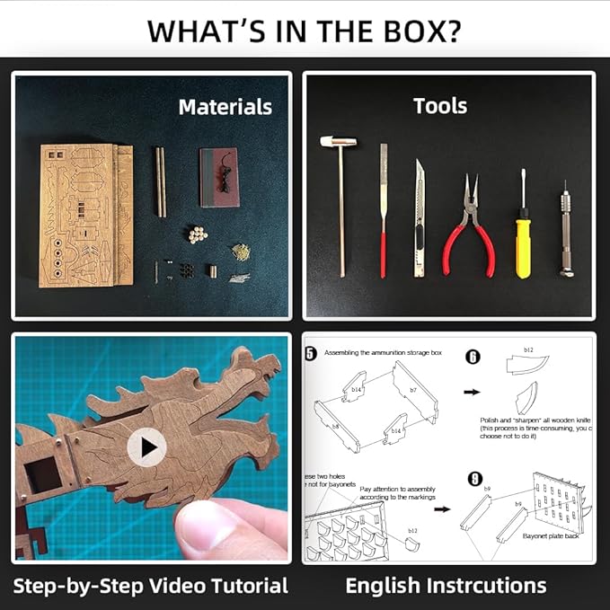 MINI Dragon Ballista Ancient Missile Launcher China Three Kingdoms Chariot Wooden Catapult DIY 3D Puzzles Model Kits STEM Projects Tabletop Toys