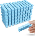50PCS Colored Wooden Clothespins, 2.9inch Blue Clothes Pins for Clip Pictures Photos Decorative, Small Colorful Wood Decoration Closepins Clips