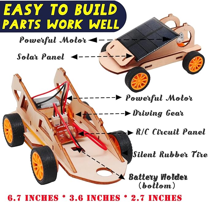 DIY RC Car Kit, Build Your Own Solar Car - Stem Projects for Kids Ages 8-12, Science Experiments for Kids 9-12, STEM Toys for 8 9 10 11 12 Year Old Boys Gifts