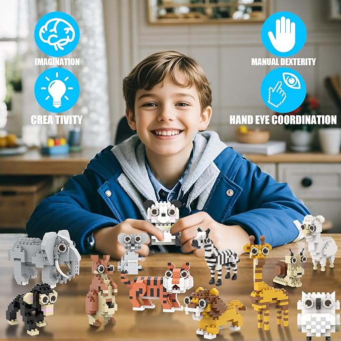 Party Favors for Kids 8-12, Mini Animals Building Blocks Sets,Goodie Bags Stuffers for Kid, Small Toy Prizes, 12Pack Kits Birthday Party Favor Gifts Toys for Ages 8 9 10 11 12