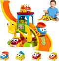 Marstone Toddler Toys for 1 2 Year Old Boys and Girls Gifts: Educational Elephant Slide with 4 Animal Car Toys for Baby 12-18 Months, First for Kids, Learning Push Truck Tracks Age 1-2