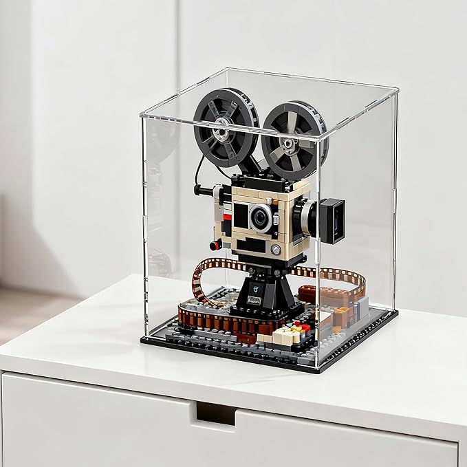 Large Acrylic Display Case for Figures, Clear Acrylic Box with Black Base for showcaseing Miniature, Toys, Collectables and Dolls 13 (L) × 13 (W) × 16 (H) inch