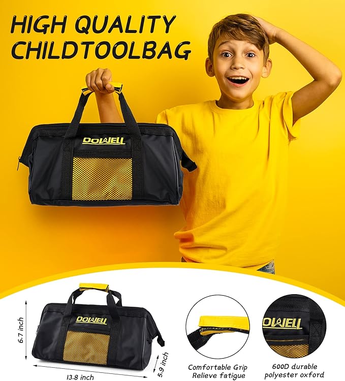 DOWELL Kids Tool Set with Tool Bag including Real Metal Hand Tools for Boys& Girls, Children&Junior Learning Tool Kit for Home DIY, Age 8+