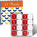 2 Pack Metal Number Slide 15 Puzzle Red and White Number Sliding Puzzle Educational Pocket Funny Christmas IQ Game Gift for Teens and Adults, Ideal for Learning Tool Party Favors