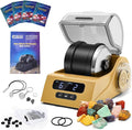 Rock Tumbler Kit Adults - Rock Polisher Tumbler with Noise Reduction Cover, Speed&Timer Control, Includes 4 Polishing Grits, Rough Gemstones, Learning Guide etc. (Yellow)
