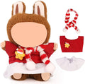 Doll Clothes for Labubu(NO Doll), for 17/15cm Plush Dolls, Clothing Suit Toy Figurine Outfit Set Dress Up with Kawaii Style Accessories, Skirt or Overall and Cute Hat or Headwear (SD8)