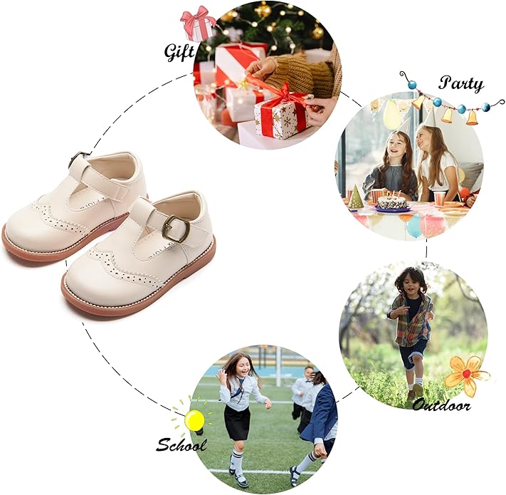 Felix & Flora Toddler Little Girl Mary Jane Dress Shoes - Ballet Flats for Girl Party School Shoes