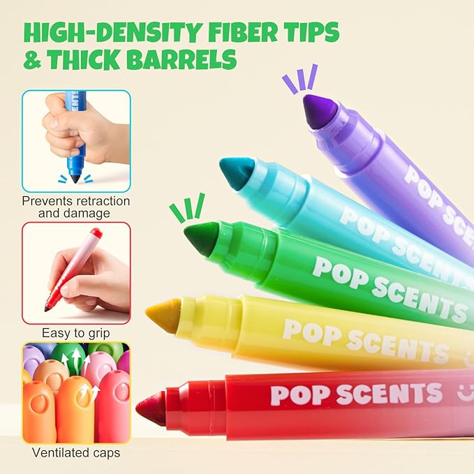 Jar Melo Scented Washable Markers for Kids Ages 4-8, Coloring Markers for Toddlers, Safe and Non-toxic Water-Based Paint Drawing Kit with Storage Case, School Art Supplies, 24 Colors