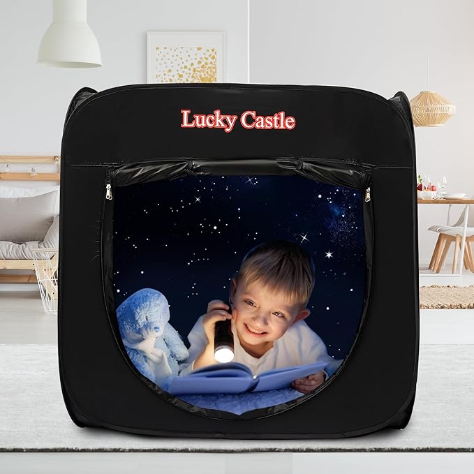 Sensory Tent for Kids, Lucky Castle Pop Up Tent for Children with Autism, ADHD, SPD- Calm Down Corner Helps Kids Relax, Reduce Anxiety & Improve Focus- PlayTent with Door & Window